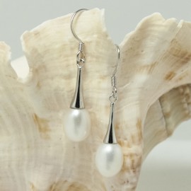 Boucles d'Oreilles en Argent et Perles d'Eau Douce Blanche