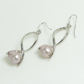 Boucles d'Oreilles Perles d'Eau Douce lavandes et Plaqué Rhodium