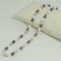 Collier perles d'eau douce ovales multicolores  7x8.5 mm