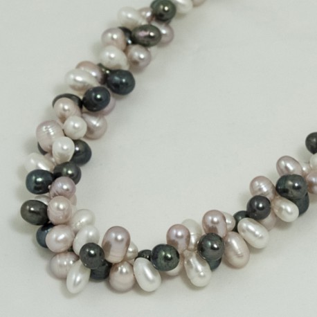 Collier Torsade Perles d'eau douce  multicolores